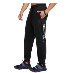 Champion Men's French Terry Jogger Pants 100% Cotton Black L Global Explorer